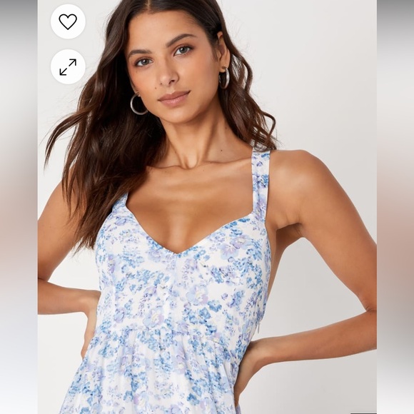 Lulus my love story white floral print tie-back maxi dress size L - Picture 3 of 10